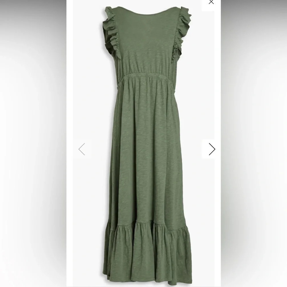 BA&SH // Open-back ruffle-trimmed slub cotton-jersey midi dress
